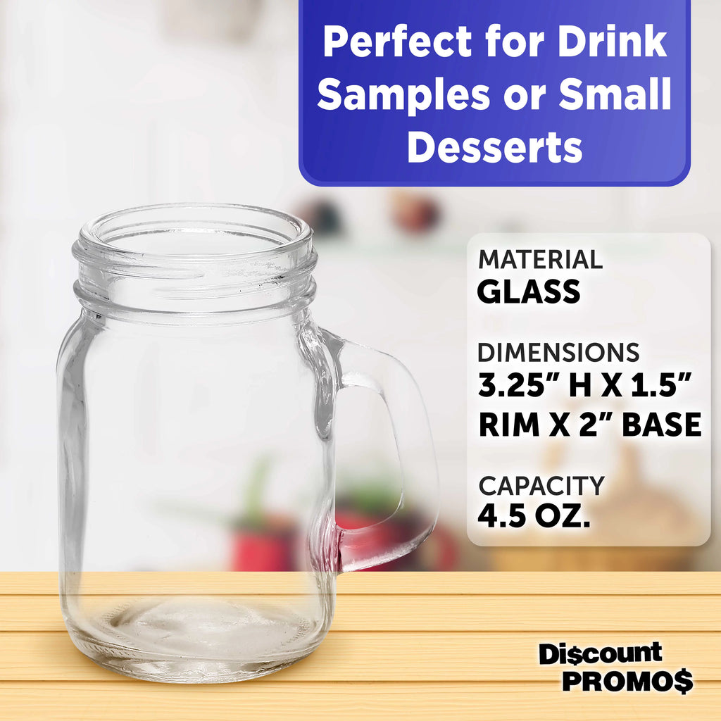 Clear Glass Mason Jar with Handle Set of 10, 4.5 oz P4260