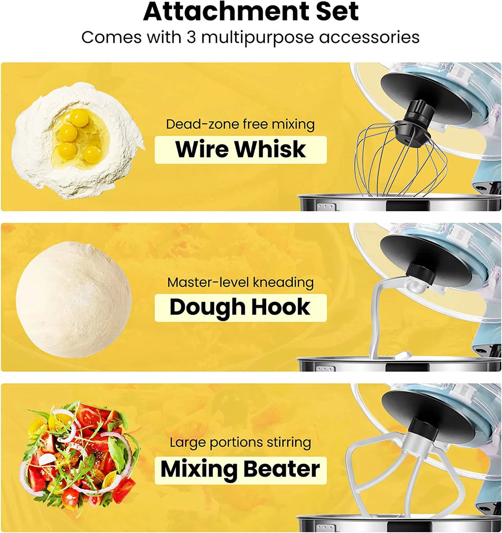 660W 10 Speed 6 Quart Tilt-Head Electric Stand Mixer with Beater, Dough Hook, Wire Whip and Egg Separator, Blue Y48329