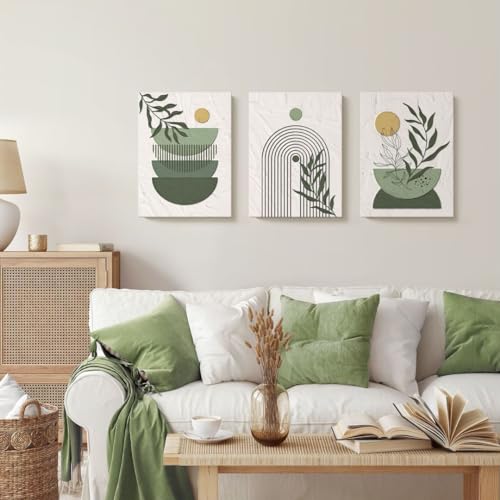 3 Pieces Framed Canvas Abstract Geometric Wall Art Set, 12x16 Inch K569