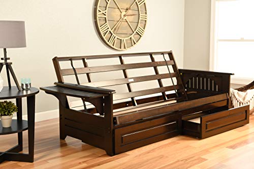 Full Size Futon with Storage Drawers in Espresso Finish E329