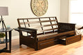 Full Size Futon with Storage Drawers in Espresso Finish E329