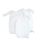 Paty Knit Overlap Shoulder Pinstripe Gown with Bow