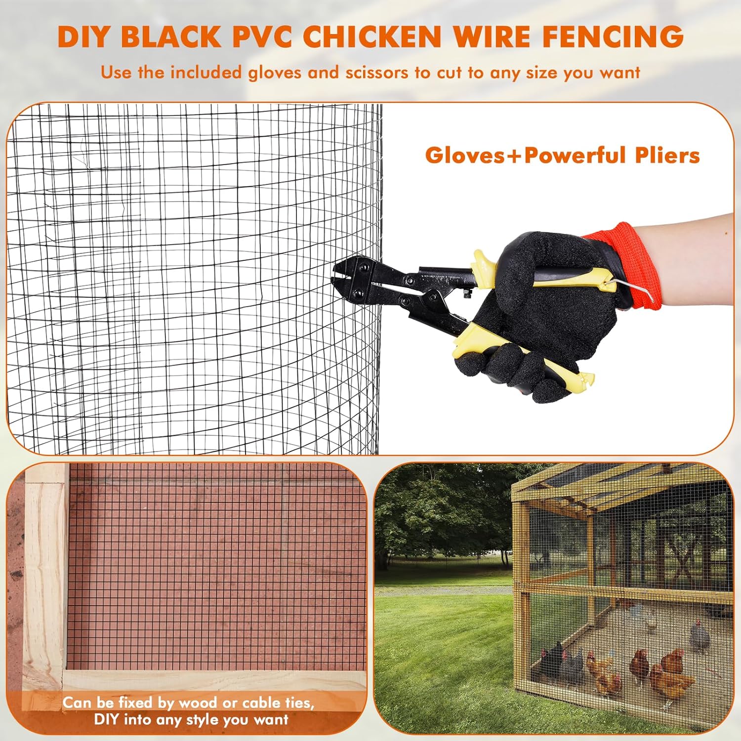 1/2 inch 36 x 100 ft 19 Gauge Black PVC Coated Galvanized Wire Mesh Roll C4786