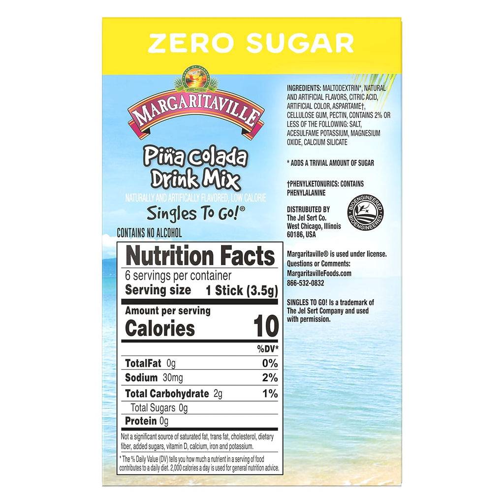 Pina Colada Non Alcoholic Powder Drink Mix 6 Count 4.14 Ounce (Pack of 2) W598
