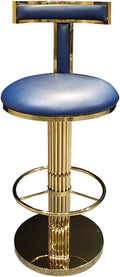 Champagne Gold Blue Stainless Steel Microfiber Leather 360-degree Rotating Bar Stools with Backrest 45X68X95CM H618