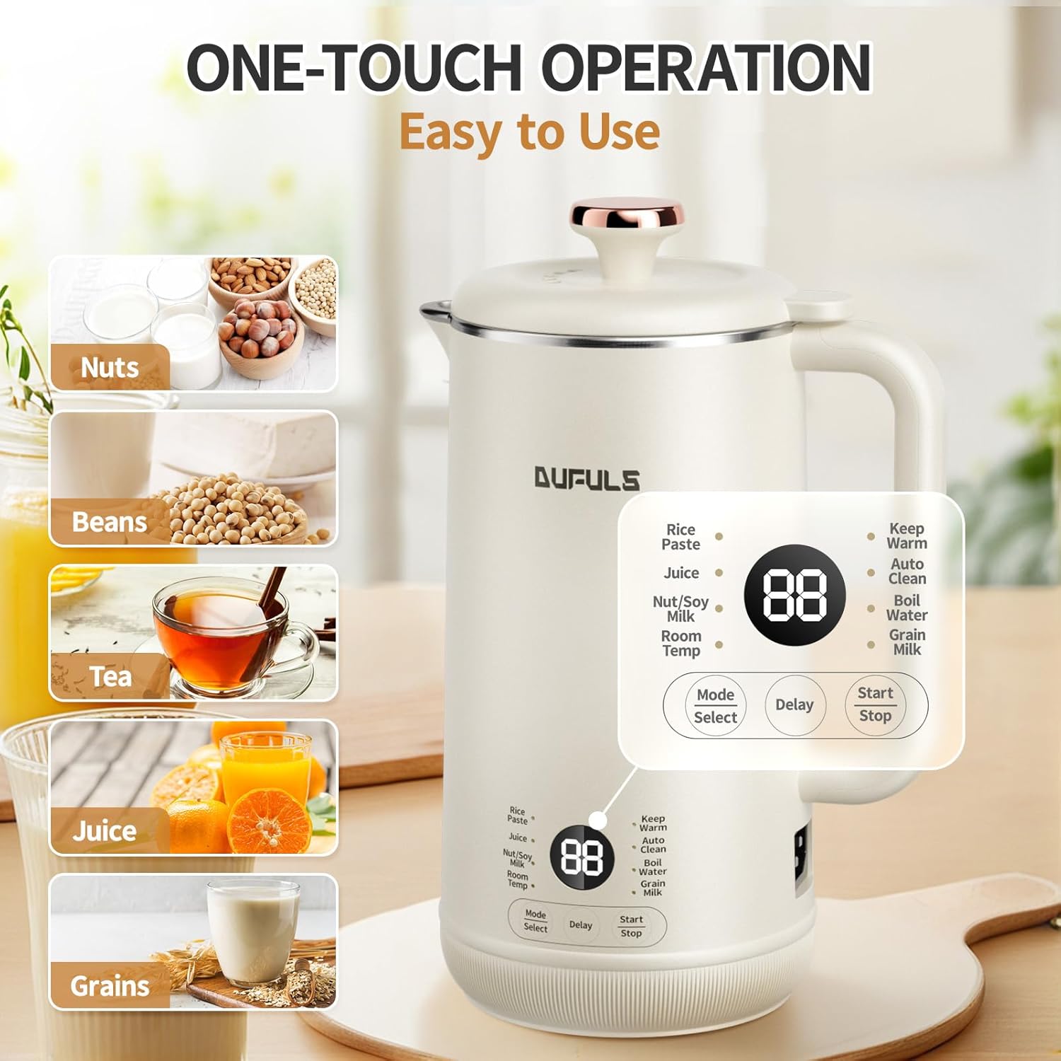 8 in 1 Nut Milk Maker, 40.58oz Soy Milk Maker with 10 Blades M21216