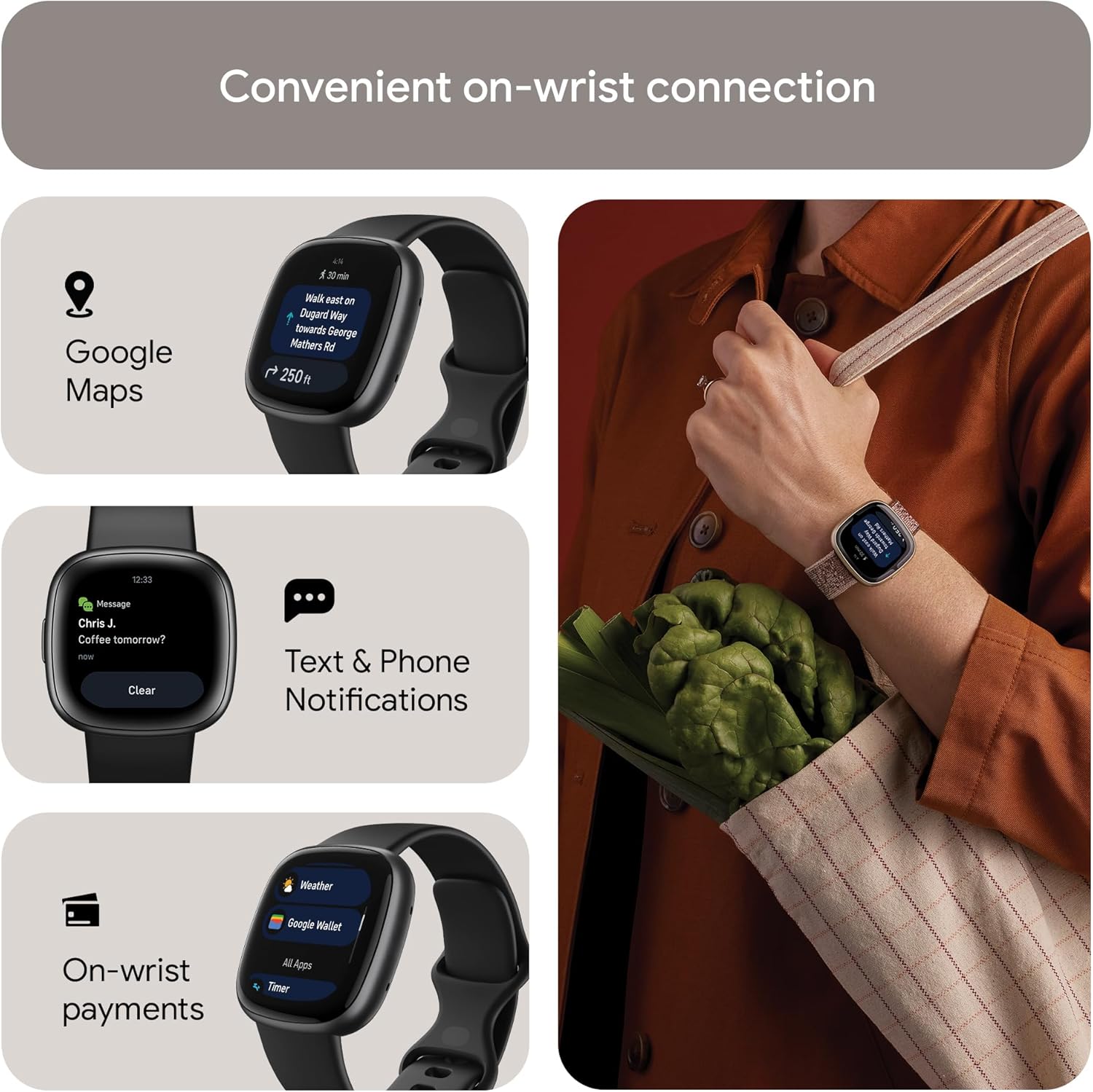 Waterfall Blue/Platinum Fitness Smartwatch with GPS, Heart Rate, One Size P301845