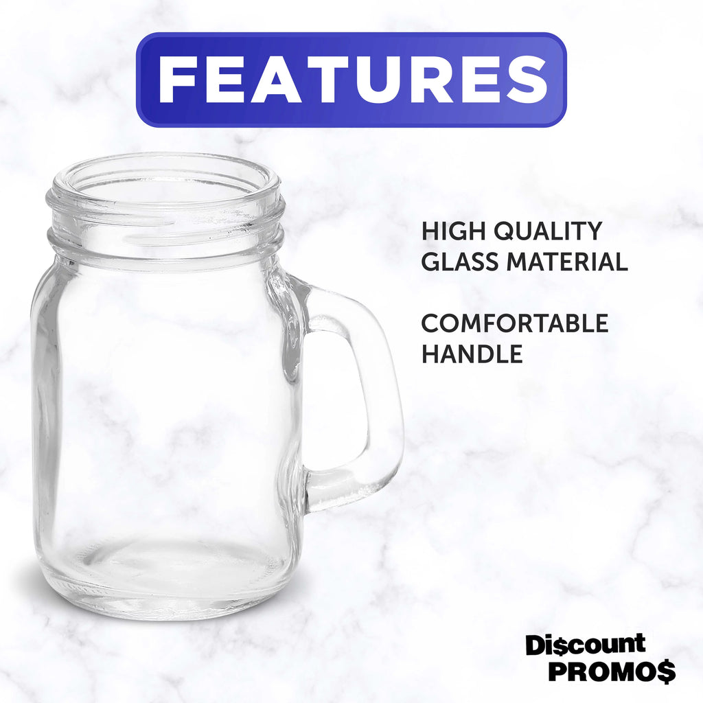 Clear Glass Mason Jar with Handle Set of 10, 4.5 oz P4260