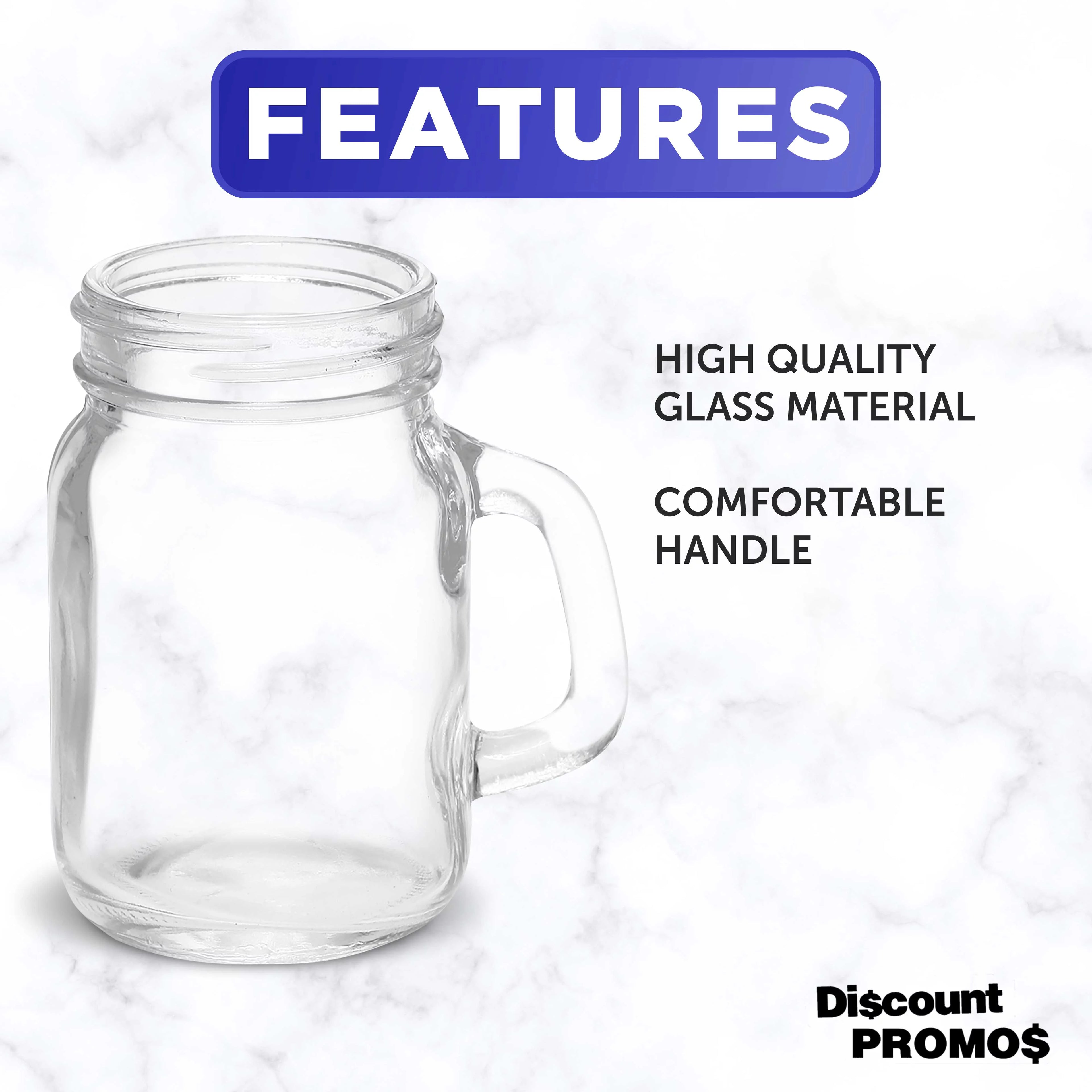 Clear Glass Mason Jar with Handle Set of 10, 4.5 oz P4260