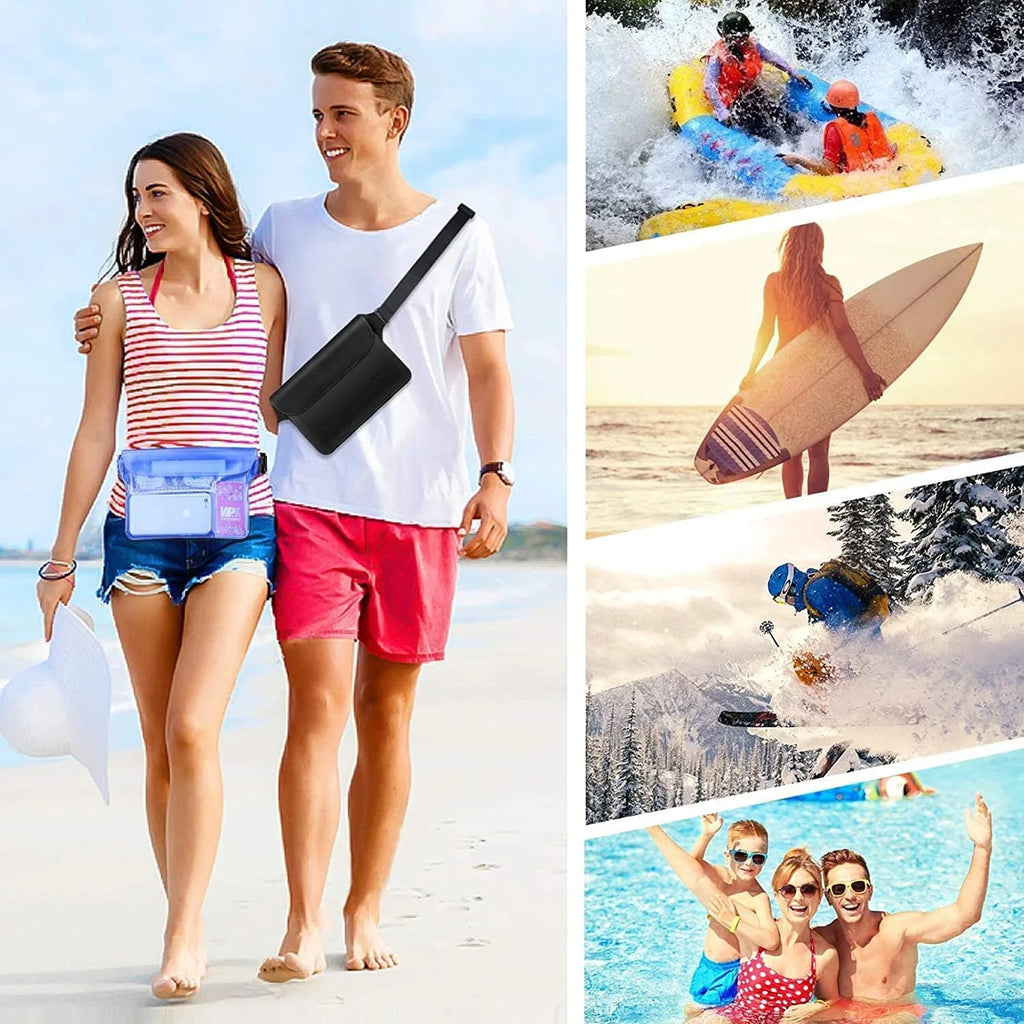 Black+White 2Pack Waterproof Pouch with Waist Strap J2188