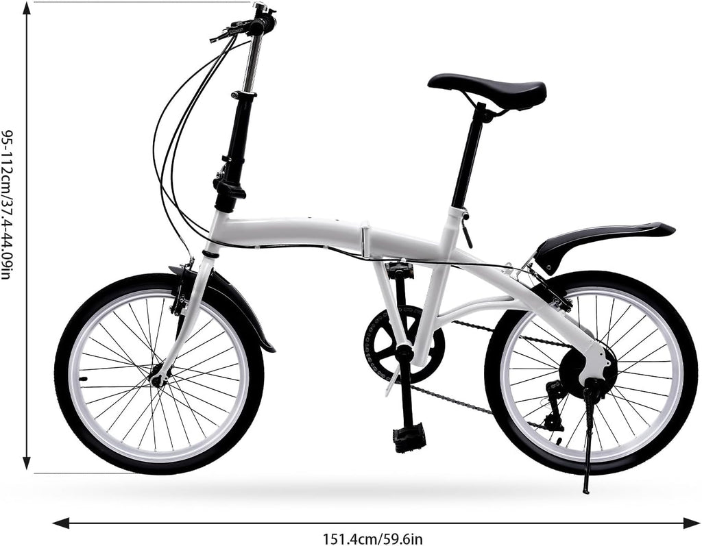 20" White Folding Bicycle with 7 Speed Shifter I852528
