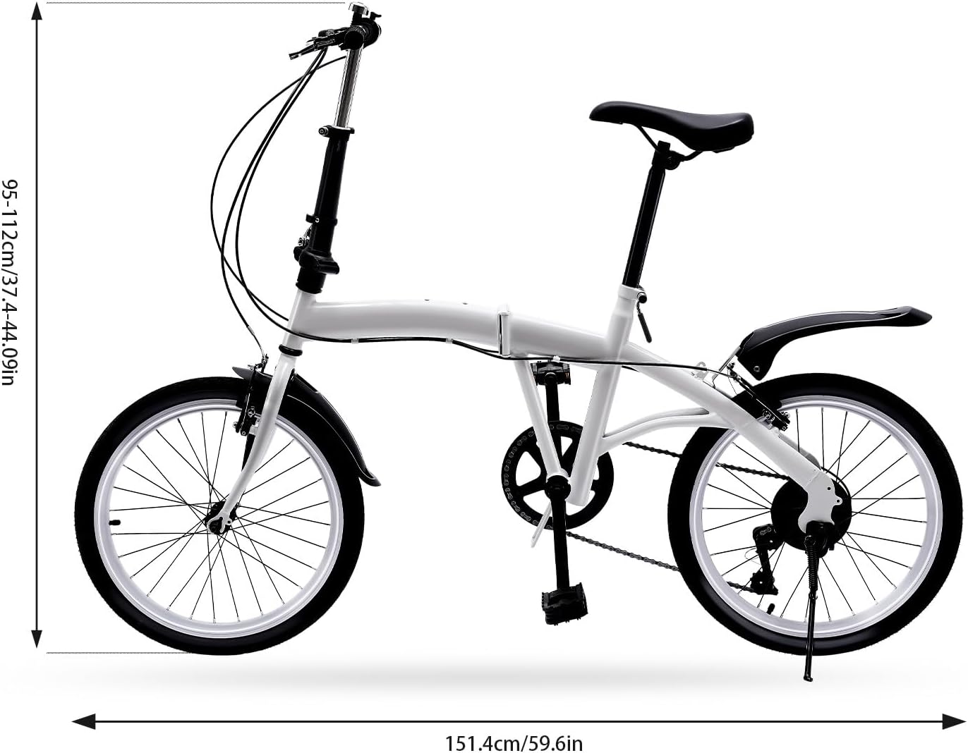 20" White Folding Bicycle with 7 Speed Shifter I852528