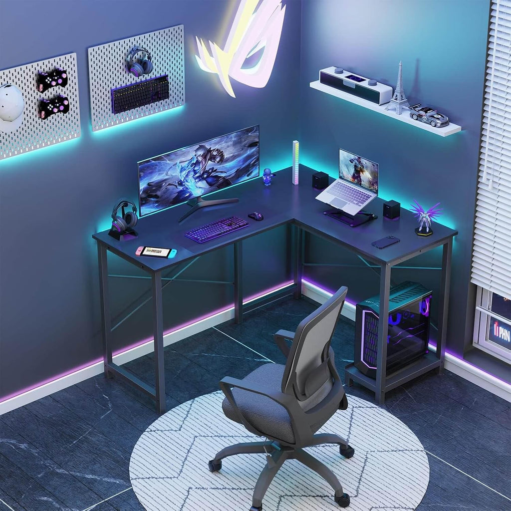 49 Inch L Shaped Computer Desk with Storage Shelves X383