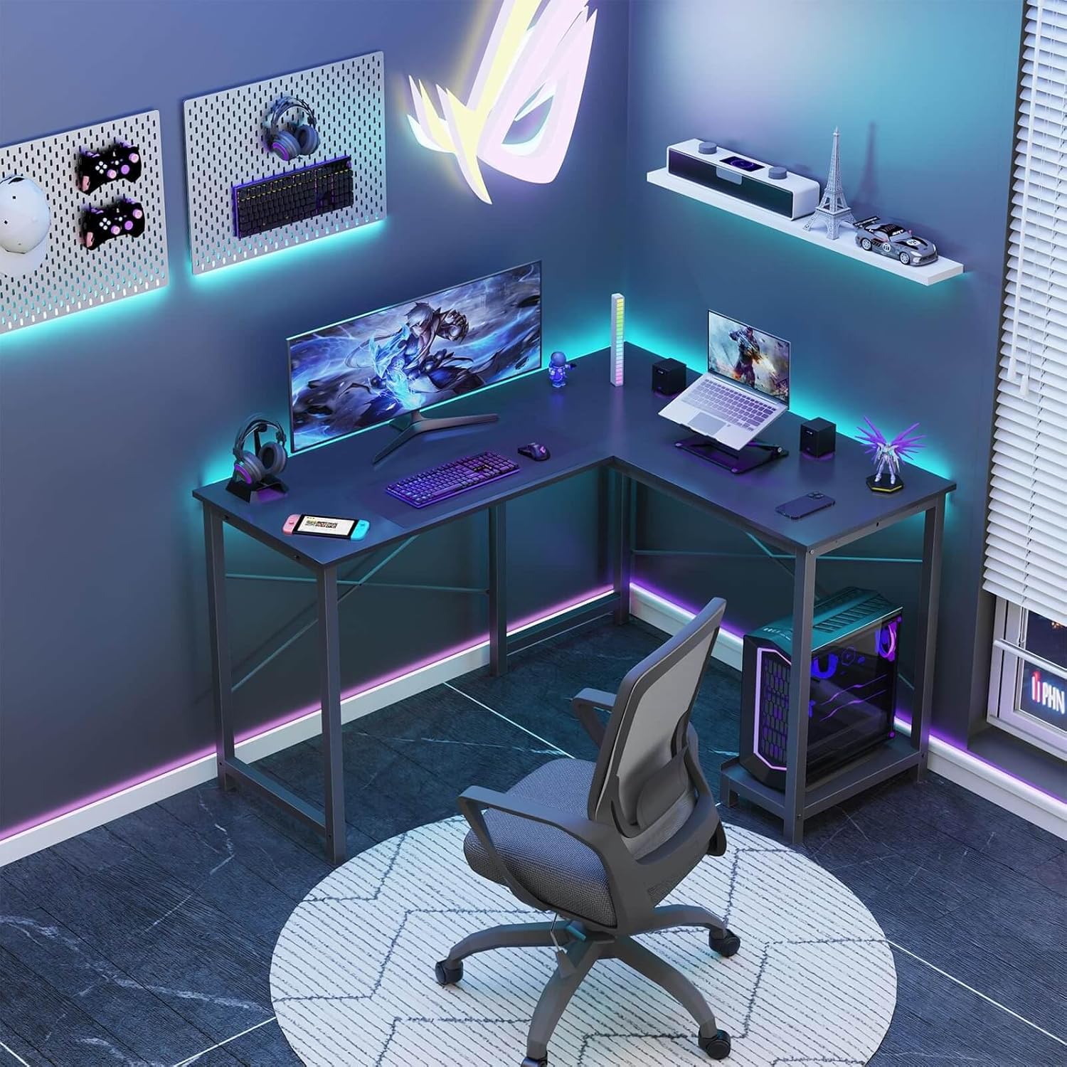 49 Inch L Shaped Computer Desk with Storage Shelves X383