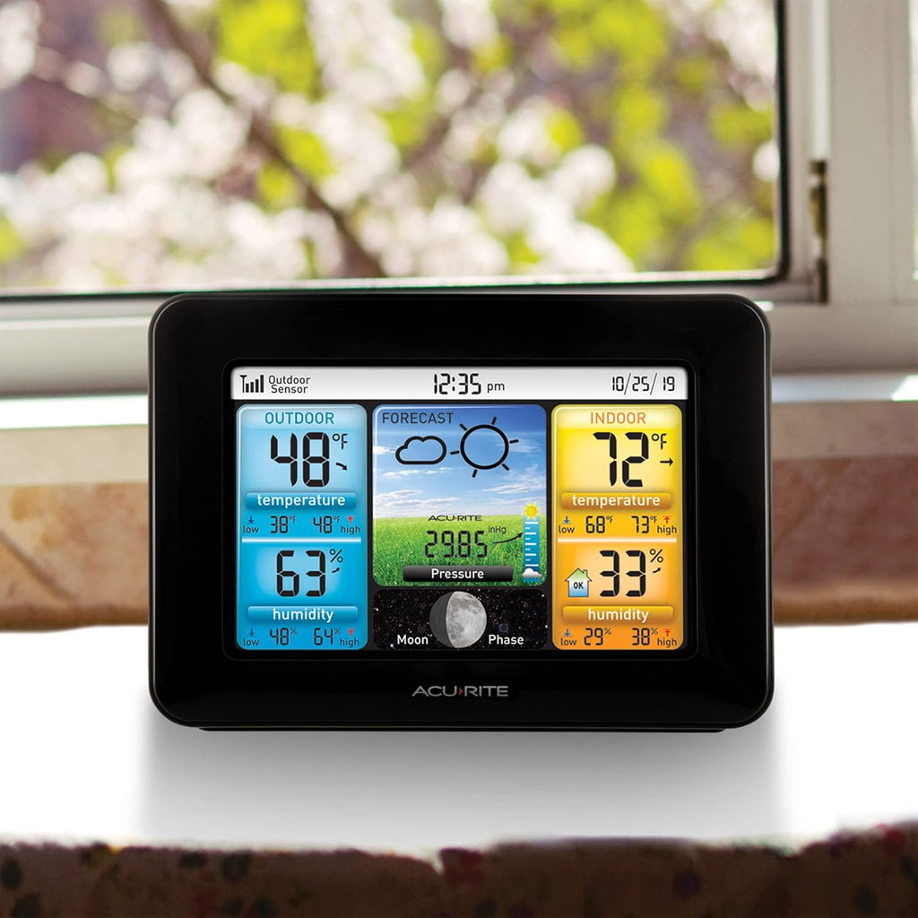 White Home Weather Station with Color Display and Indoor Outdoor Thermometer H61076