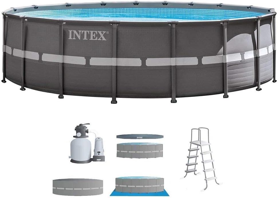 18ft x 52in Ultra Frame Pool Set with Sand Filter Pump, Ladder, Ground Cloth & Pool Cover Q4929