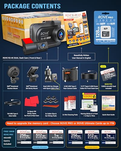 Dash Cam Front and Rear with 5G WiFi and 128GB Card J967