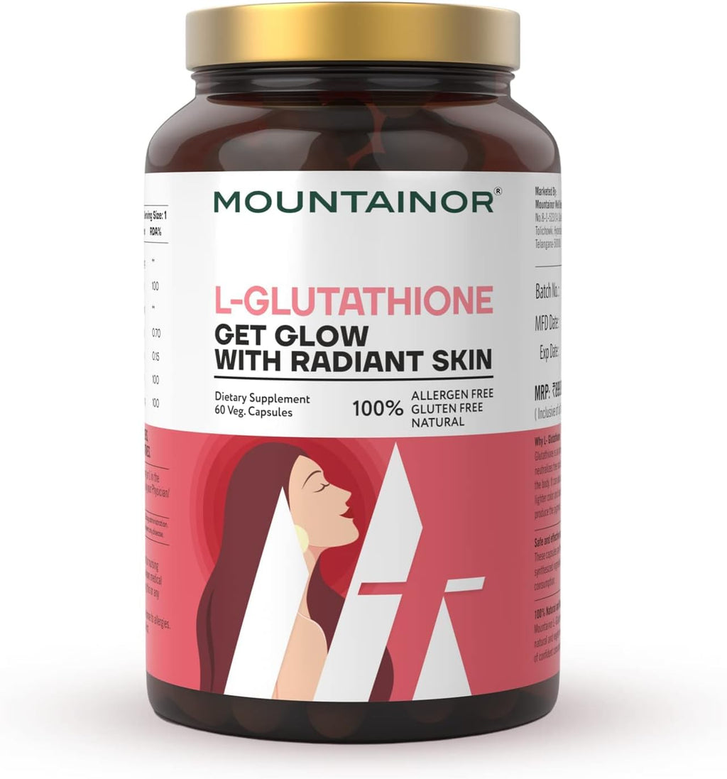 L Glutathione 1000mg 60 Veg Caps with Vitamin C, Biotin K39007