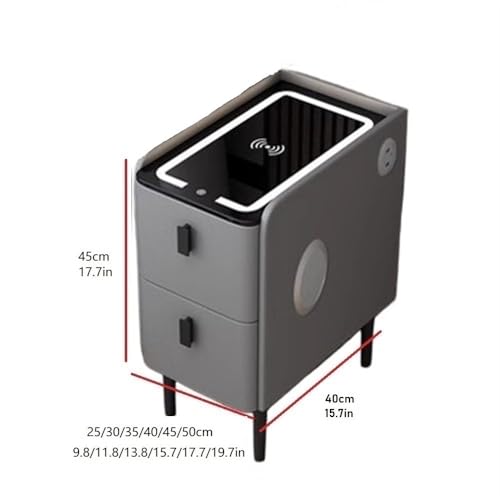 White Narrow Side Table with 2 Drawers and LED Light H77792