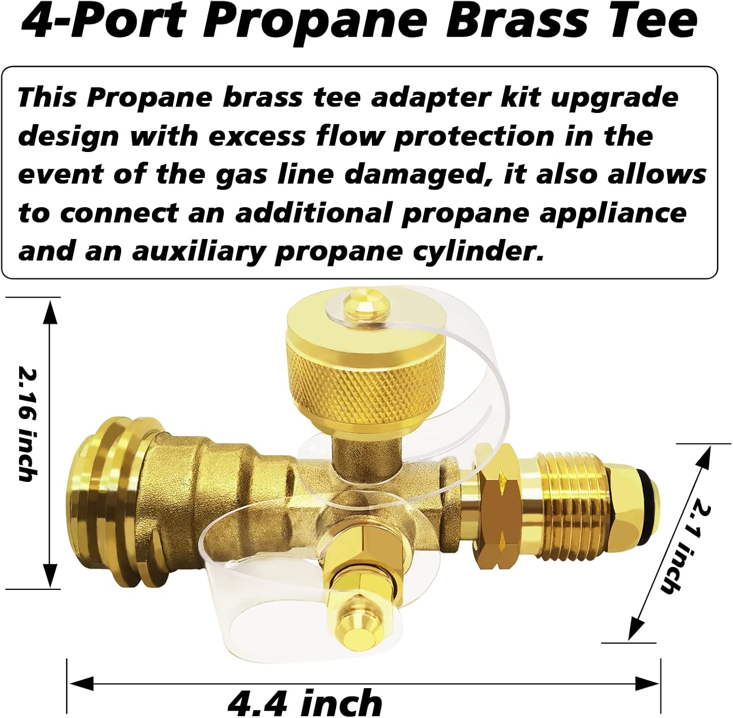 Propane Brass 4 Port Tee Kit with 5FT and 12FT Stainless Braided Hoses S2576
