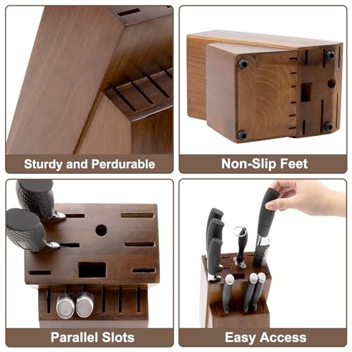 Black Wood Bamboo 14 Slot Universal Knife Block Holder U568377