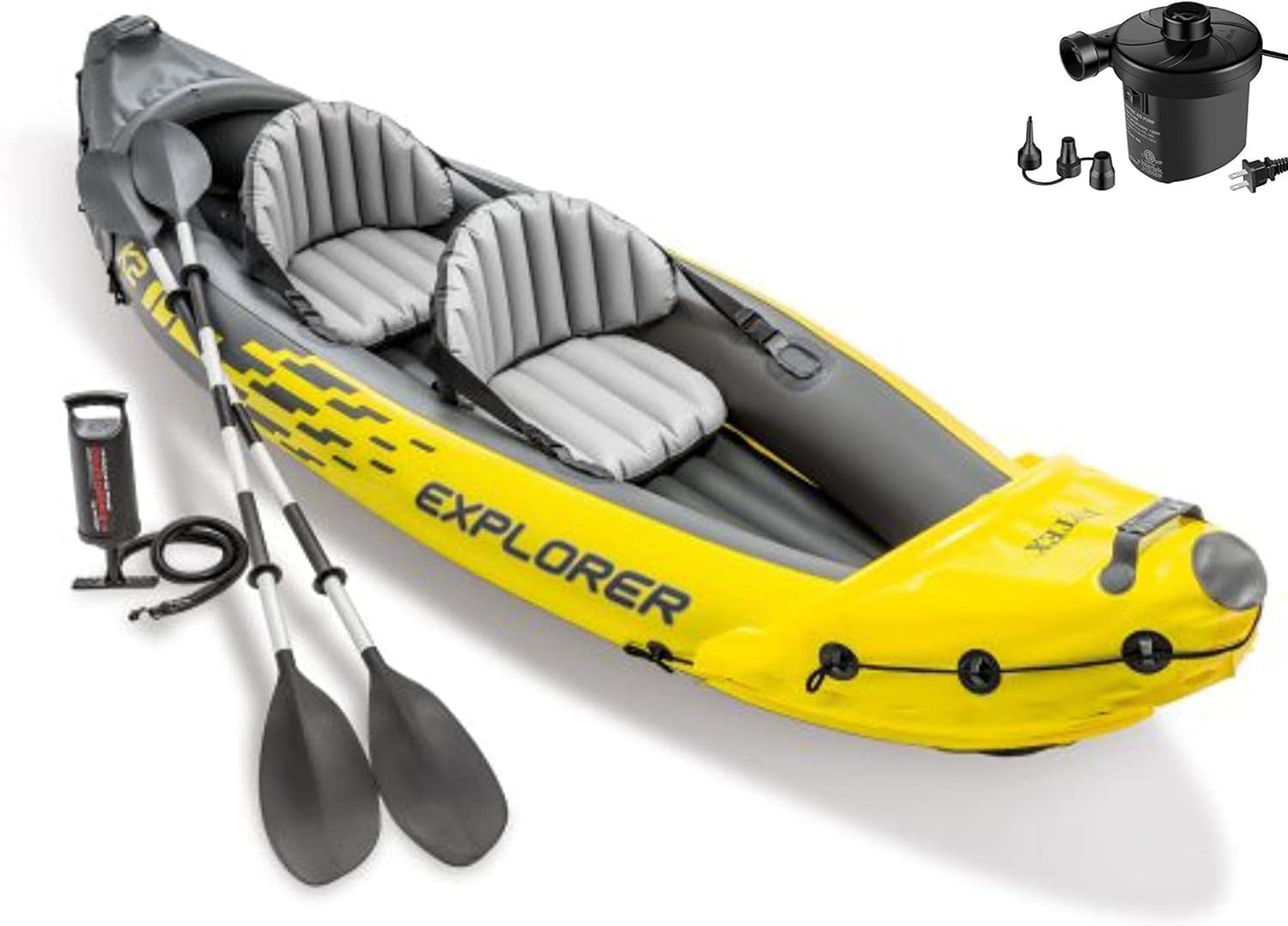 2-Person Inflatable Kayak Set with Aluminum Oars, Yellow F44389