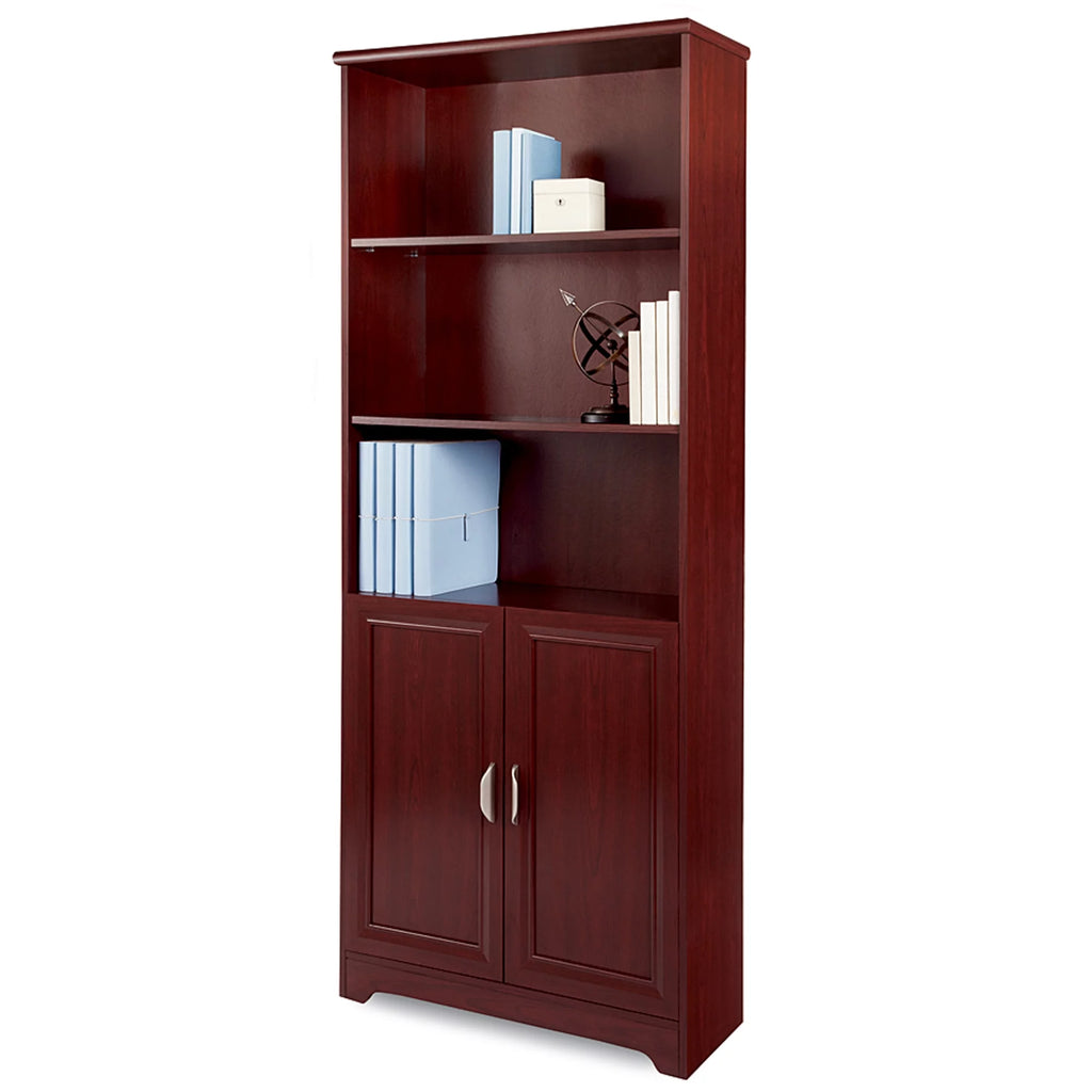 72"H 5-Shelf Bookcase With Doors, Classic Cherry S85444