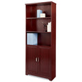 72"H 5-Shelf Bookcase With Doors, Classic Cherry S85444