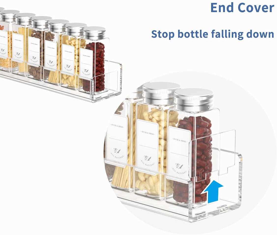 Acrylic Spice Rack Wall Mount 15 Inch, 4 Packs Hanging Spice Rack Shelf F444883