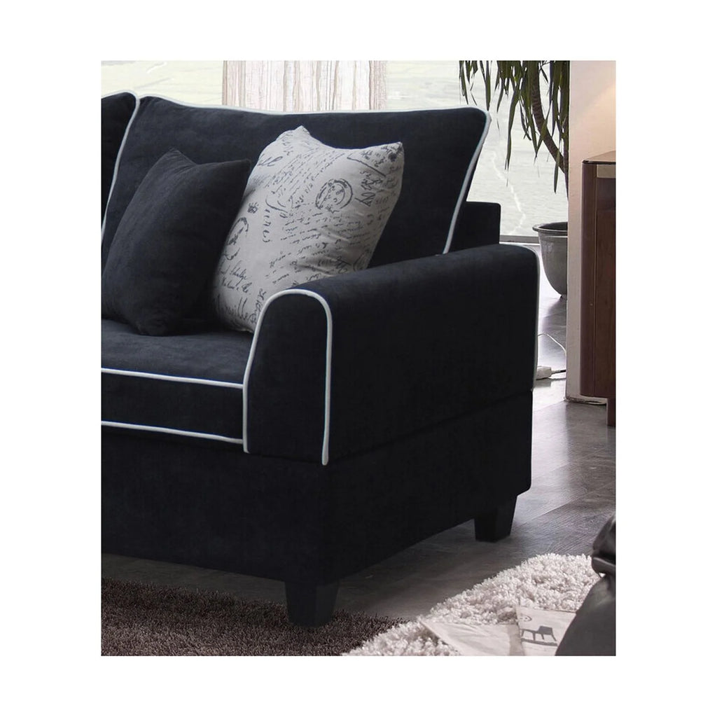 Country Cottage Fabric Sectional Sofa With Left-Facing Chaise And Storage Ottoman P80748
