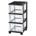 Medium Plastic Storage Cart, 3 Drawers, Black L35760