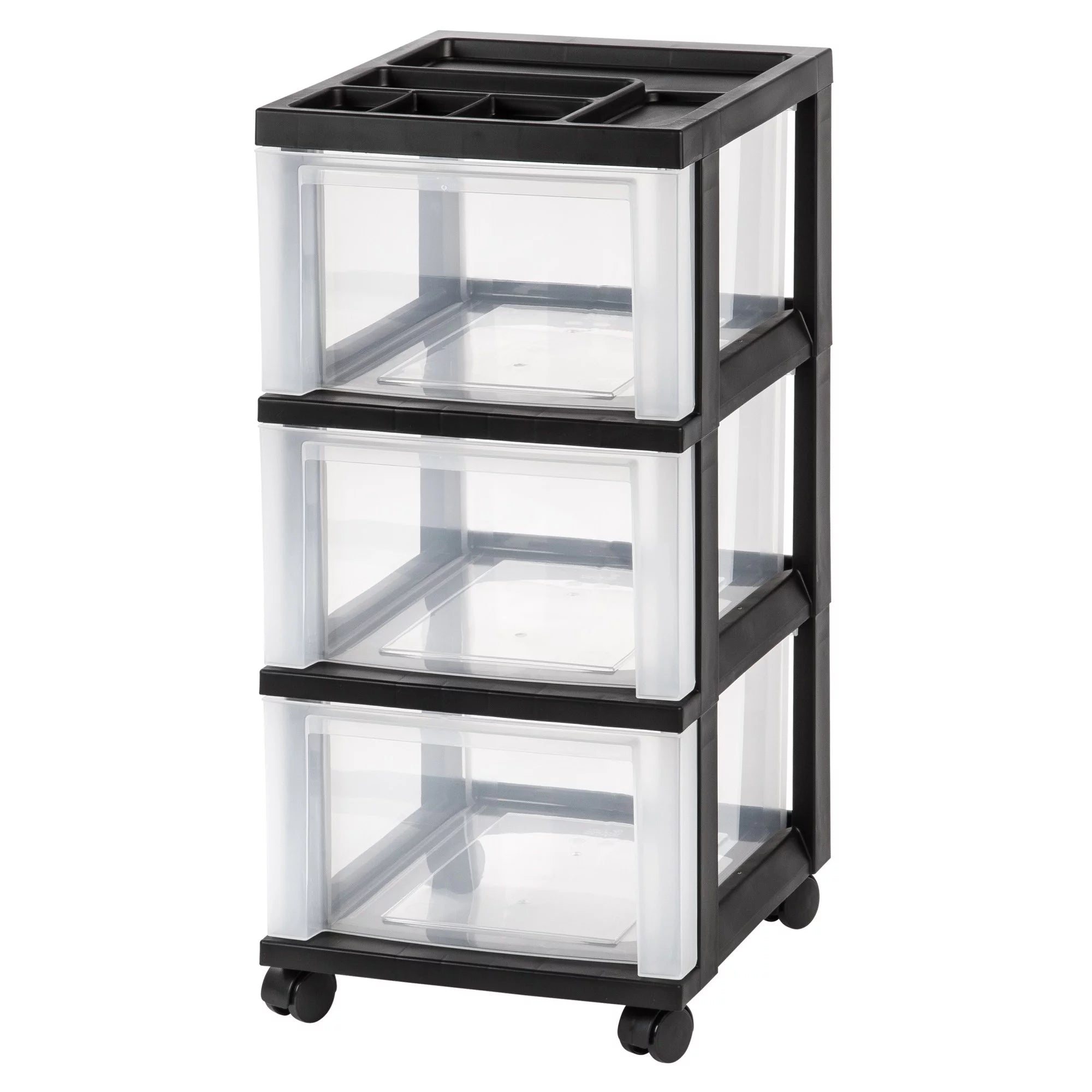 Medium Plastic Storage Cart, 3 Drawers, Black L35760