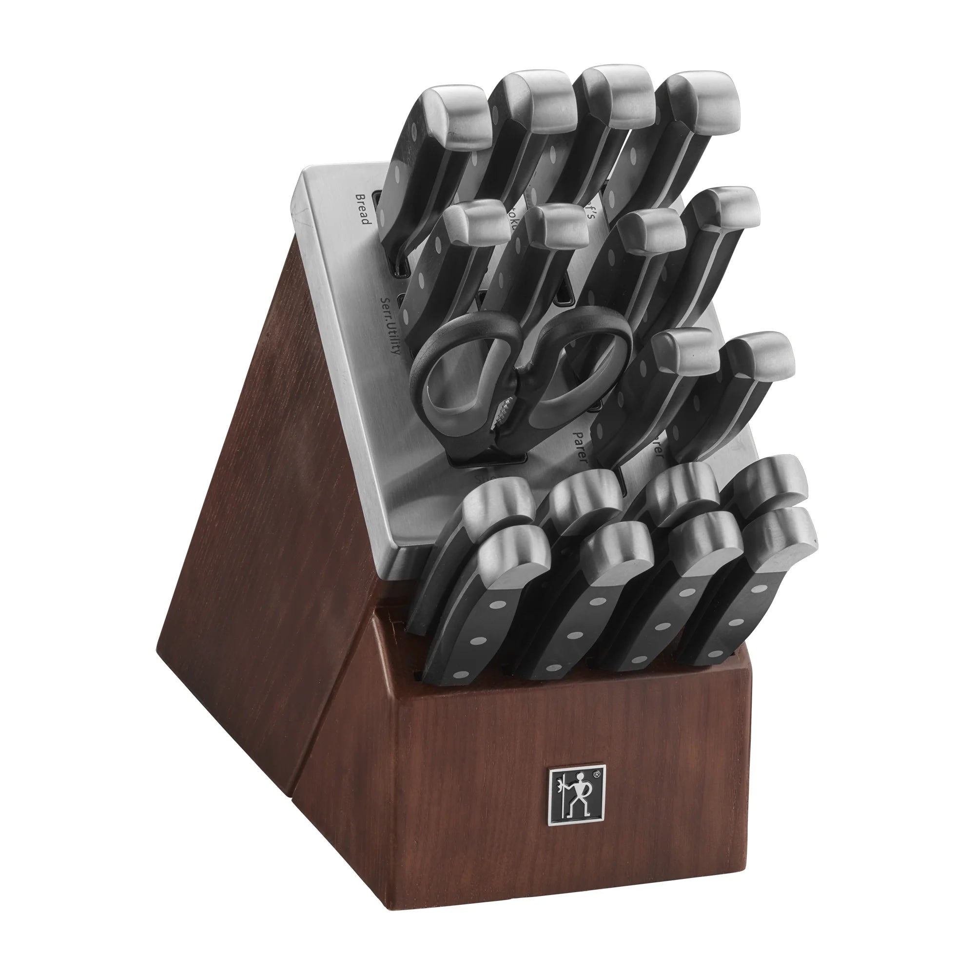20-Piece Self-Sharpening Knife Set with Block, Dark Brown, Stainless Steel U777