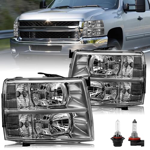 Pair Halogen Headlight Assembly for 2007-2013 Chevy Silverado 1500 2500 3500 HD N406150