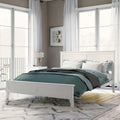 White Full Size Wooden Platform Bed with Headboard W835789