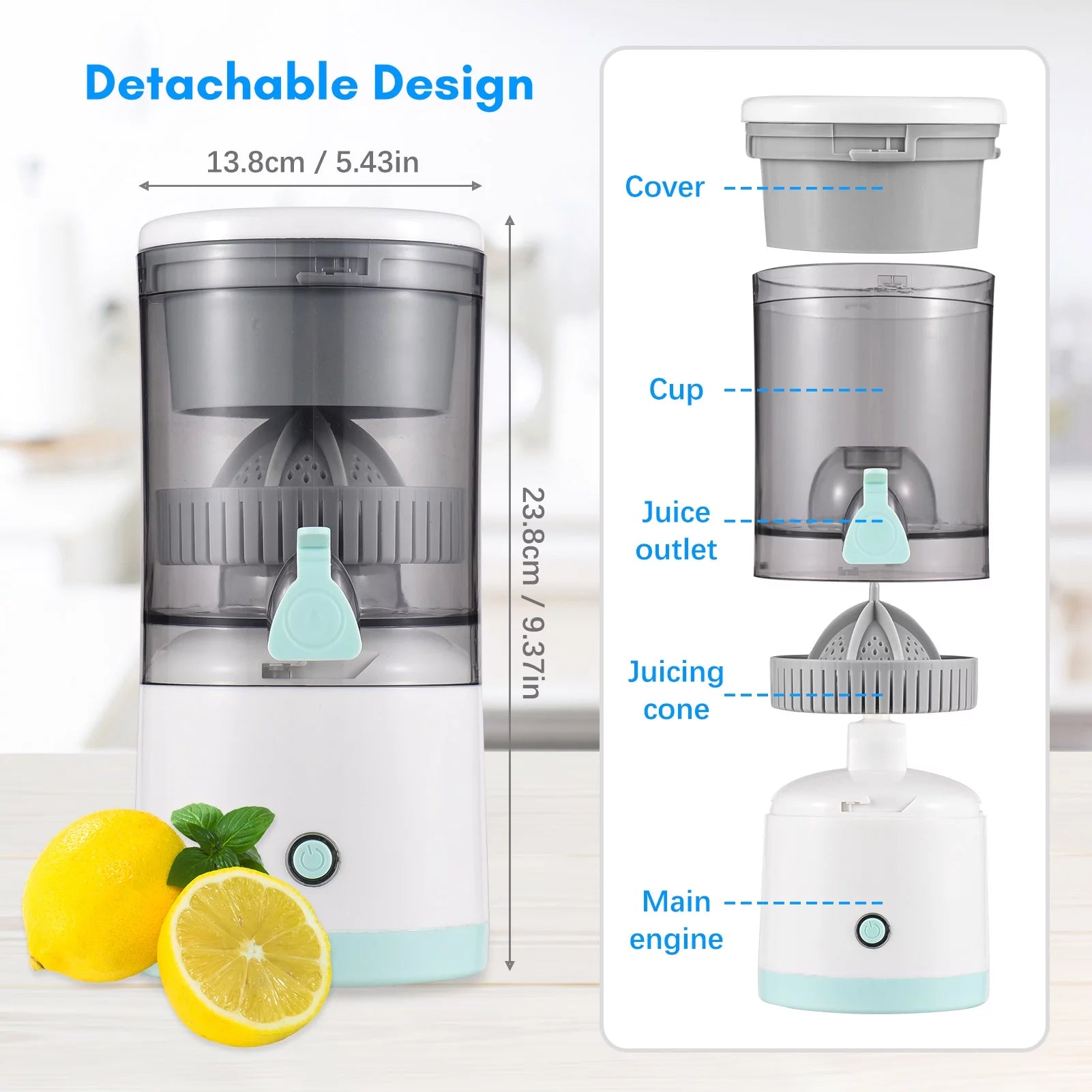 Electric Orange Juice Squeezer Portable Citrus Juicer USB Powered Detachable Washable V51160