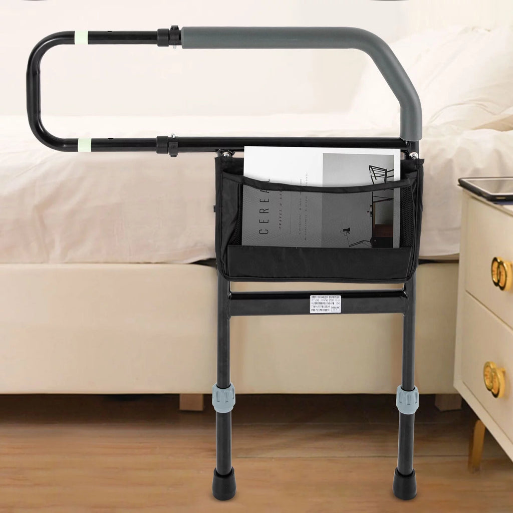 Black Adjustable Bed Side Rail with Storage Pocket D51185