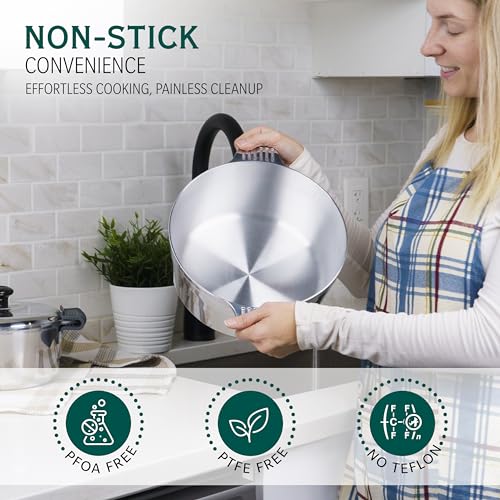 Cast Aluminum Dutch Oven with Lid - 5 Quart Lightweight Cookware Pot with Silicone Covers A83342