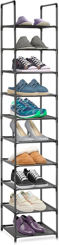 10 Tiers Narrow Tall Shoe Rack Black Y272465