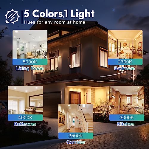 6 Pack 6 Inch Ultra-Thin LED Recessed Ceiling Light with Junction Box, Selectable 2700K/3000K/3500K/4000K/5000K, Dimmable B2703