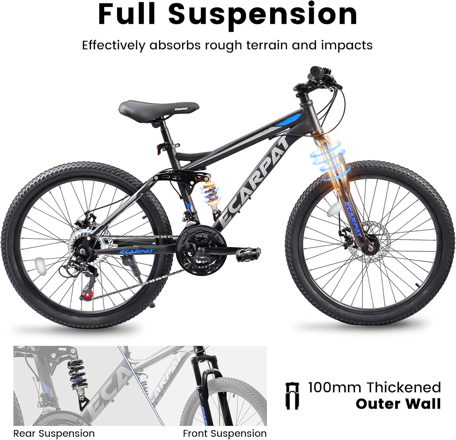 26 Inch Dual Suspension Mountain Bike with 21-Speed Disc Brake Carbon Steel Frame V92370
