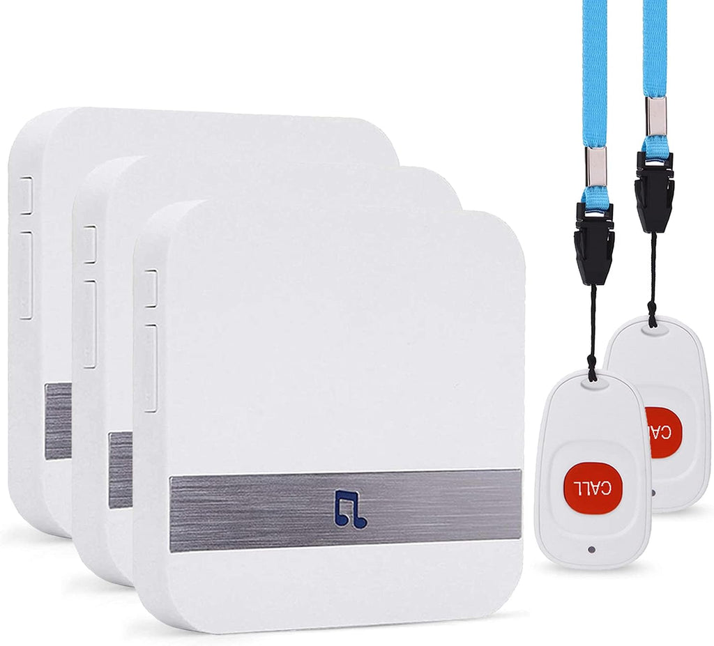 Wireless Life Alert Systems IP55 Waterproof Fall Alert Devices with Necklace (3 Call Buttons + 3 Receivers) R733595