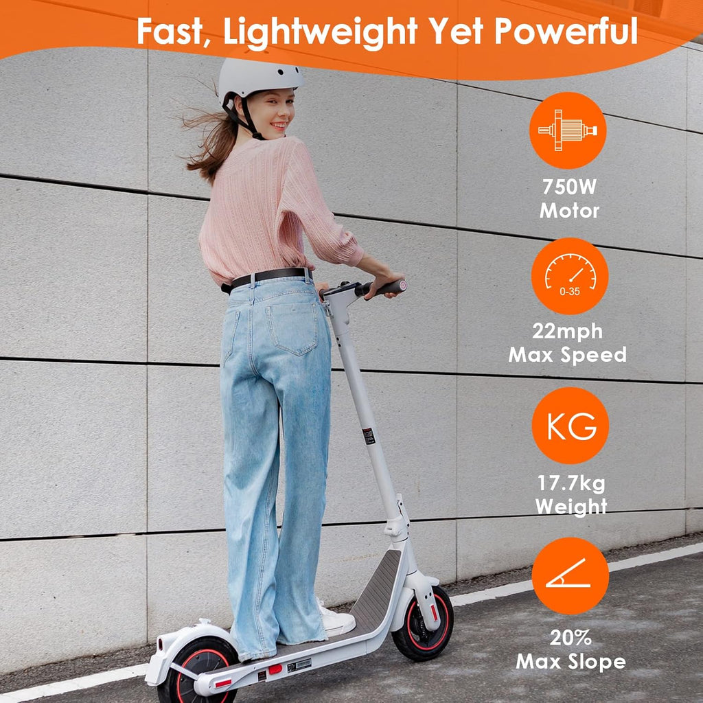 750W Electric Scooter with 22MPH 30Miles Range 10'' Pneumatic Tire O3657