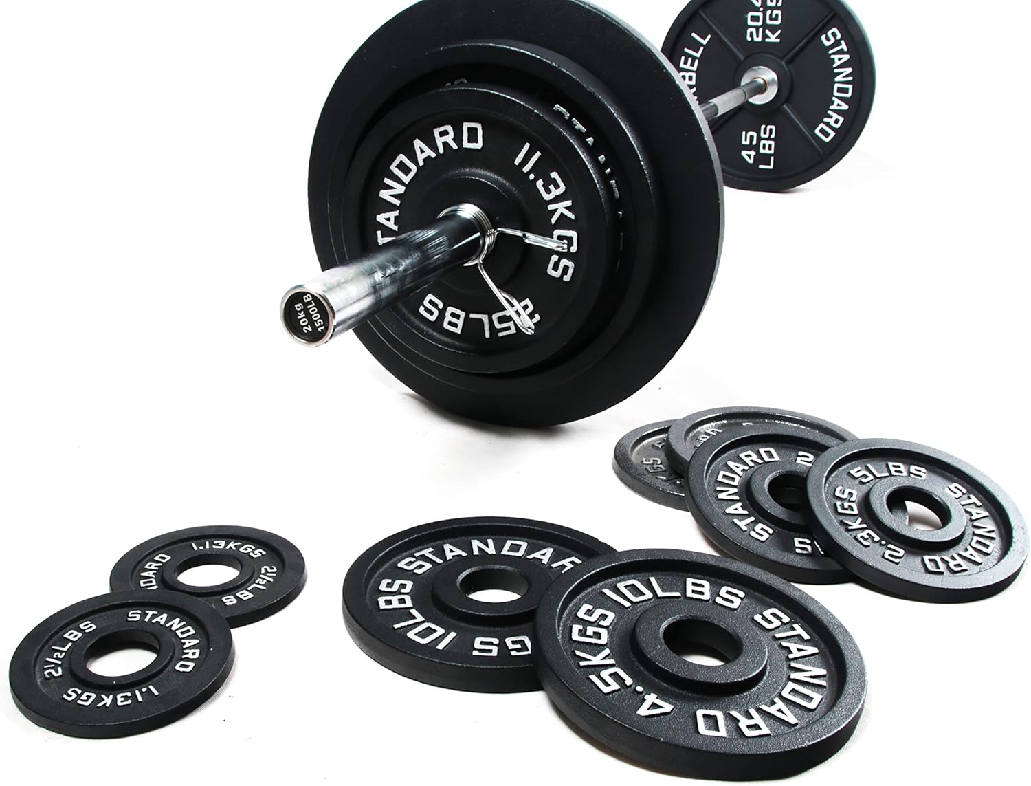 300-Pound Cast Iron Olympic Weight Set with 7FT Olympic Barbell R71185