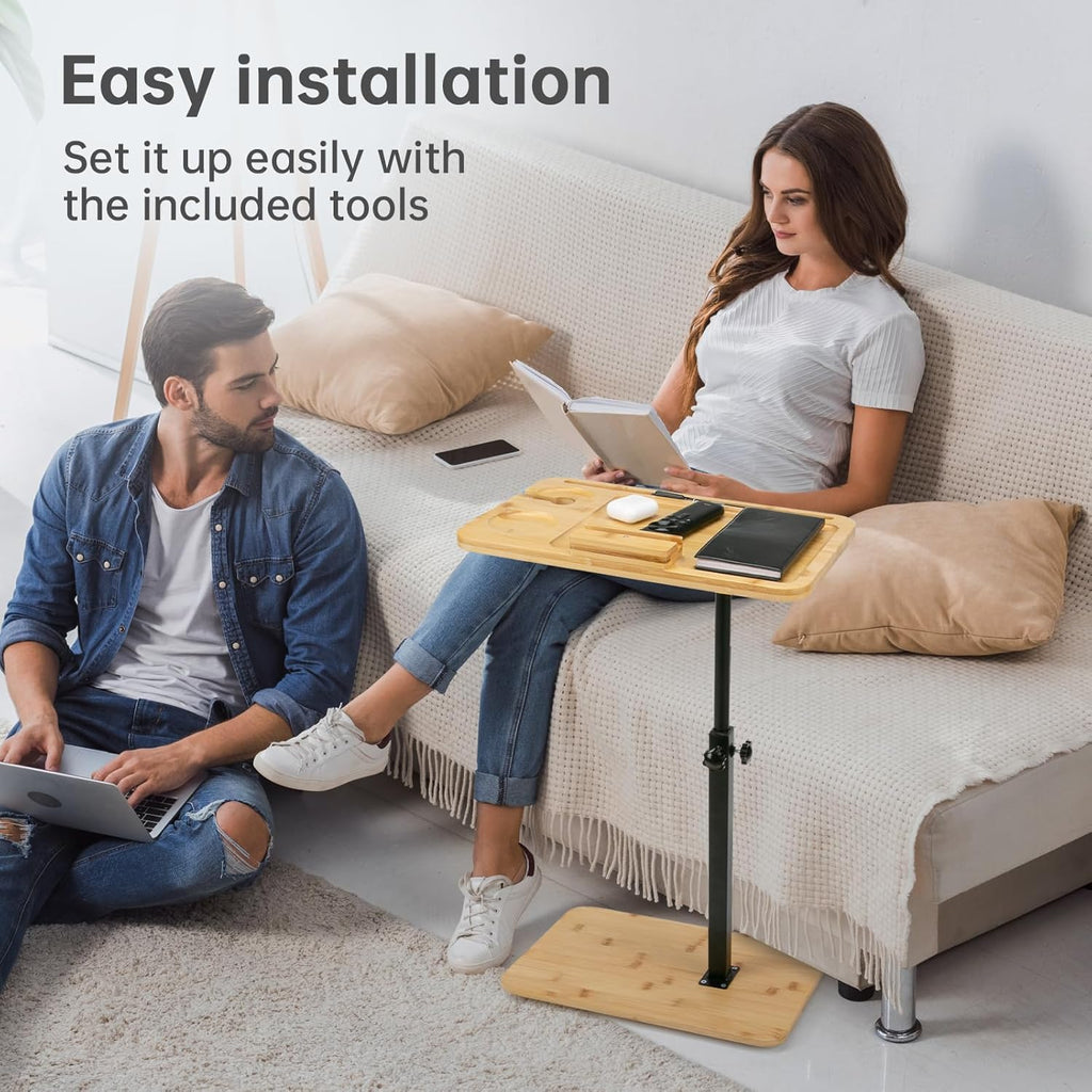 Bamboo Swivel Couch Tray Table with Phone Stand V335853