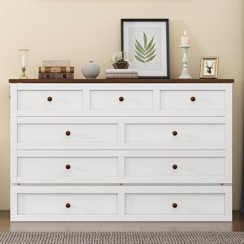 White Walnut Queen Solid Wood Murphy Bed Chest G648