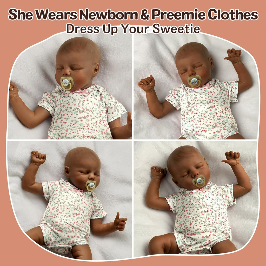 17-Inch Black Reborn Baby Dolls with Feeding Kit D168