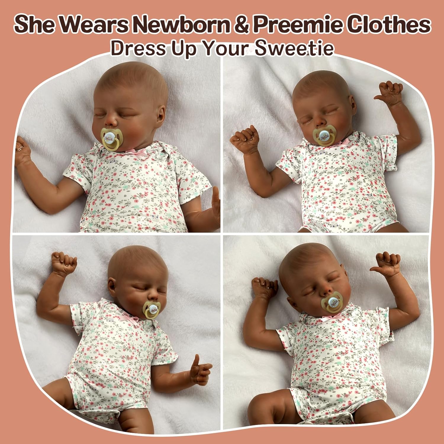 17-Inch Black Reborn Baby Dolls with Feeding Kit D168