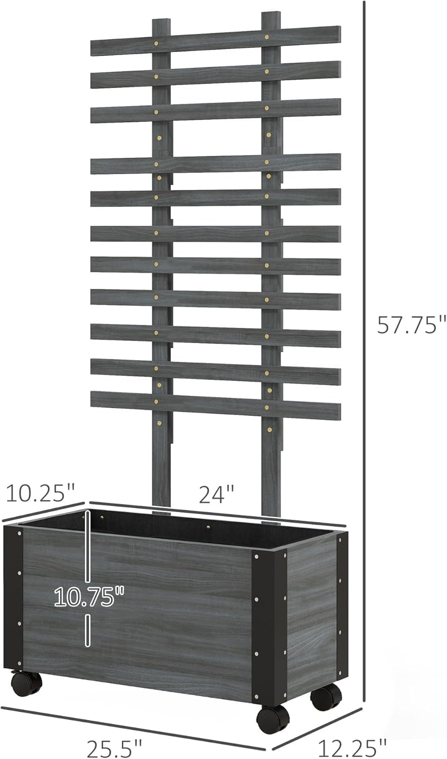 Gray Raised Garden Bed with Trellis Y85136