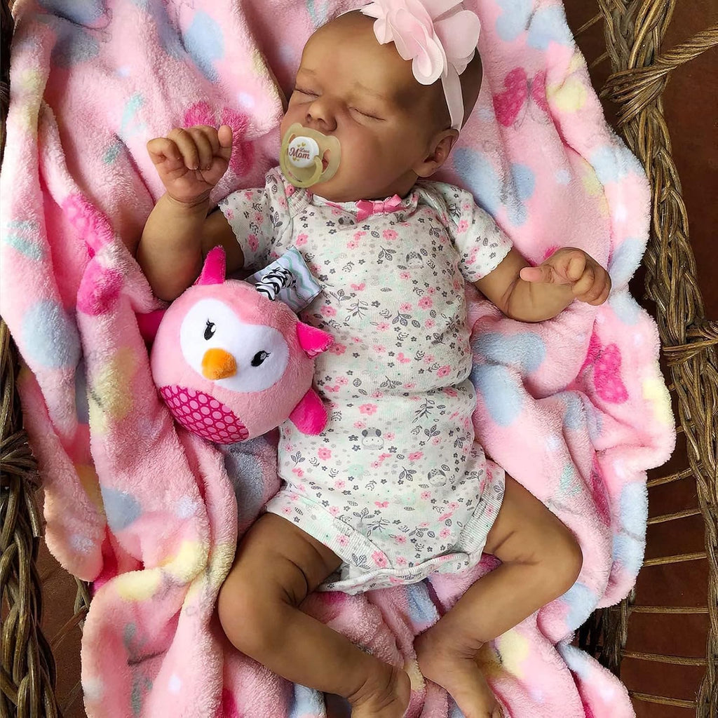 17-Inch Black Reborn Baby Dolls with Feeding Kit D168